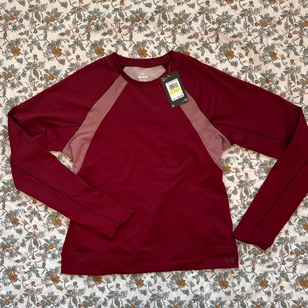 Under Armour Women's Long Sleeve Tee - Burgundy and pink